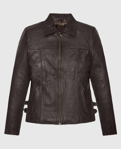 Hailey Baldwin Bieber Brown Leather Jacket