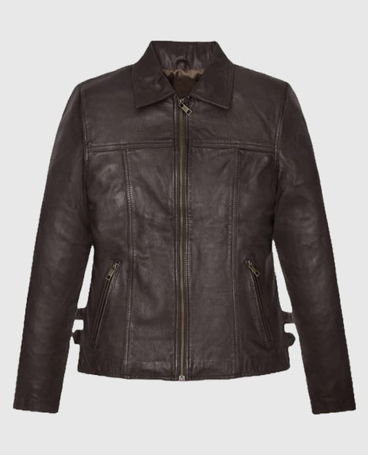 Hailey Baldwin Bieber Brown Leather Jacket