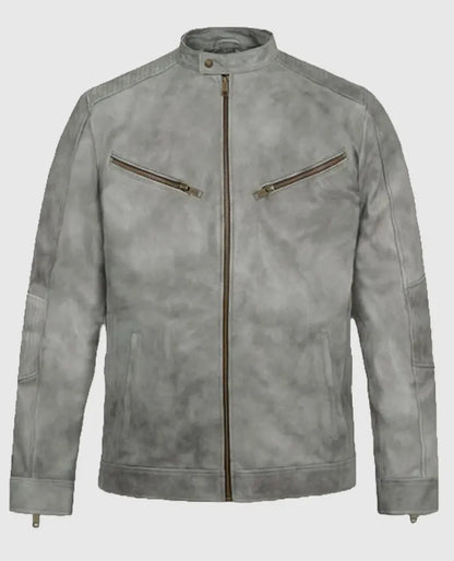 Harbor Gray Biker Suede Jacket
