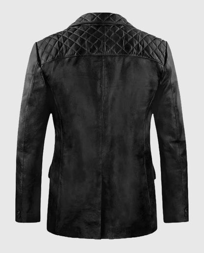 Harper Black Leather Blazer