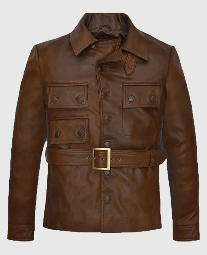  Harris Dickinson Brown Leather Jacket