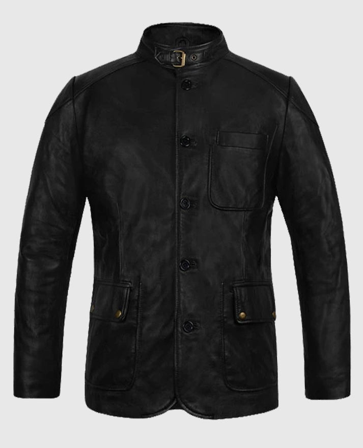  Hugh Jackman Real Steel Black Leather Jacket