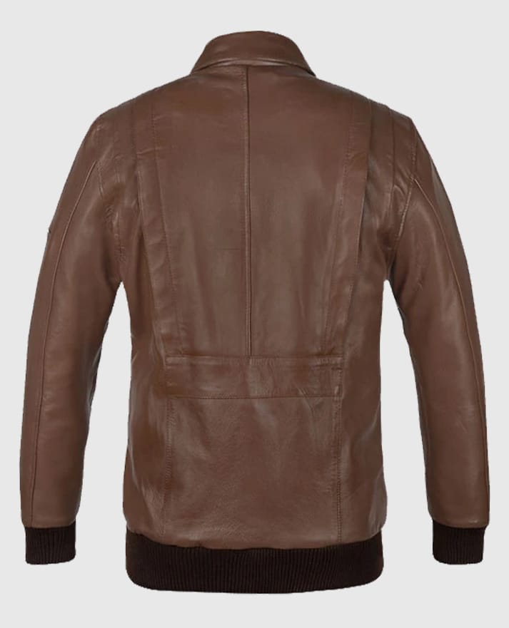 Hunter Brown Bomber Leather Jacket