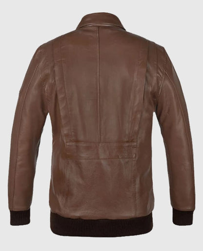 Hunter Brown Bomber Leather Jacket