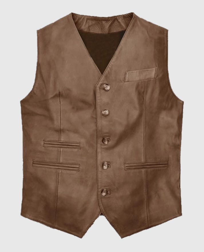  Iron Stride Vintage-Inspired Brown Leather Vest