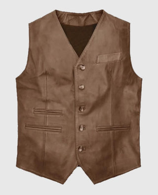  Iron Stride Vintage-Inspired Brown Leather Vest