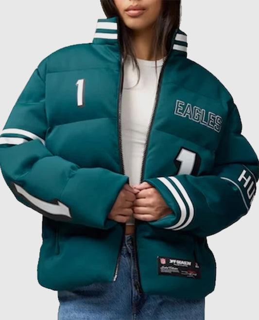 Jalen Hurts Philadelphia Eagles Off Season Player Green Puffer Jacket