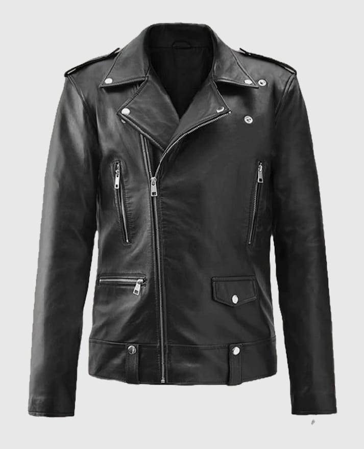 Jeff Goldblum Black Leather Biker Jacket