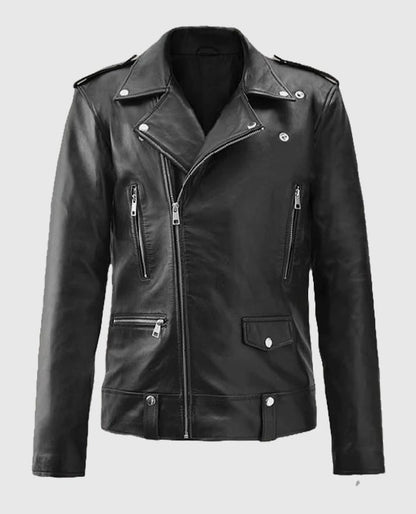 Jeff Goldblum Black Leather Biker Jacket