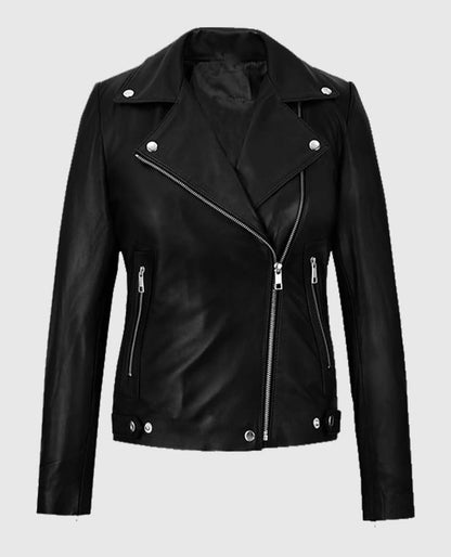 Jena Malone Black Biker Leather Jacket