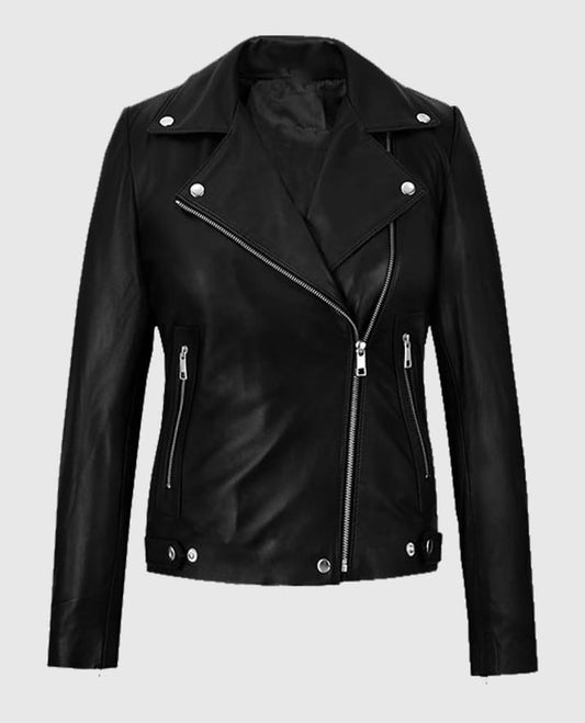 Jena Malone Black Biker Leather Jacket