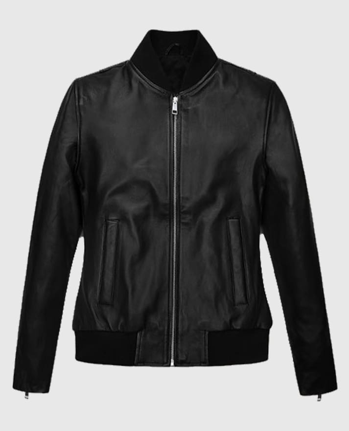 Jennifer Aniston Black Bomber Leather Jacket