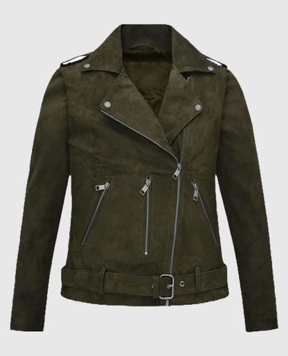 Jennifer Aniston Murder Mystery 2 Green Suede Leather Jacket