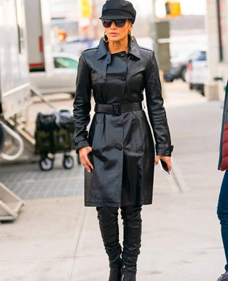 Jennifer Lopez Hustlers Leather Trench Coat