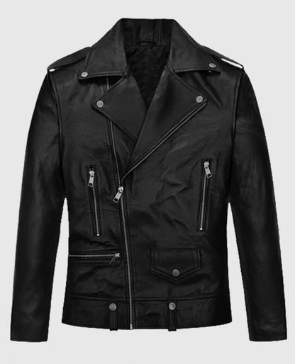 Jimin Black Biker Leather Jacket