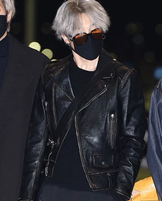 Jimin Black Leather Jacket