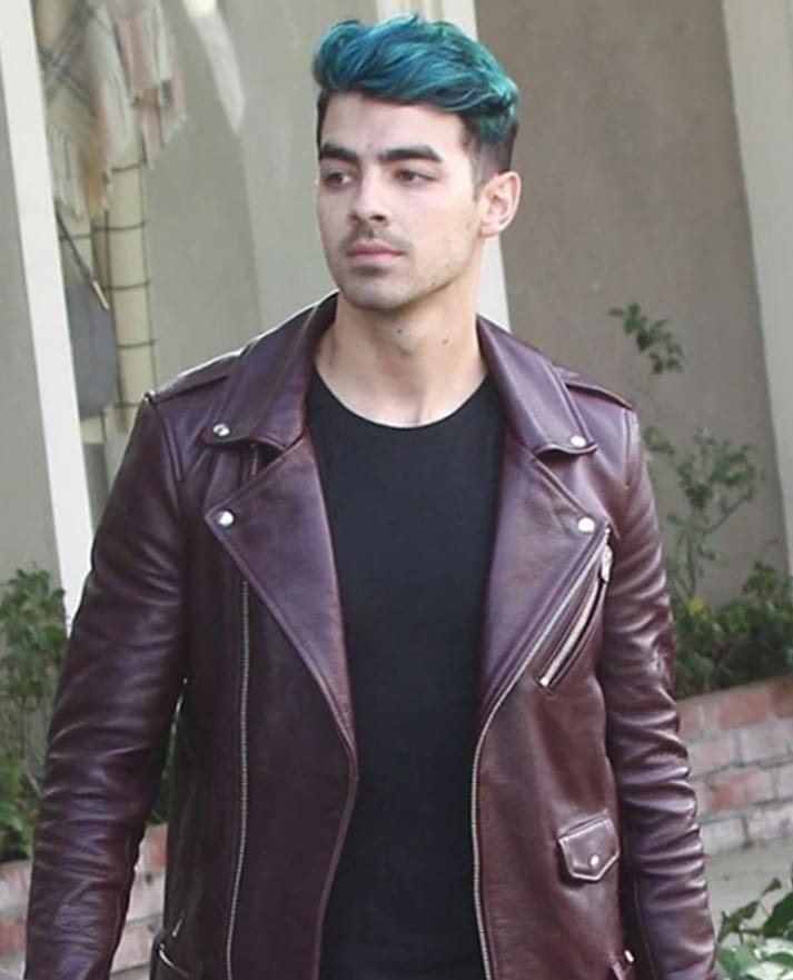 Joe Jonas Maroon Leather Jacket