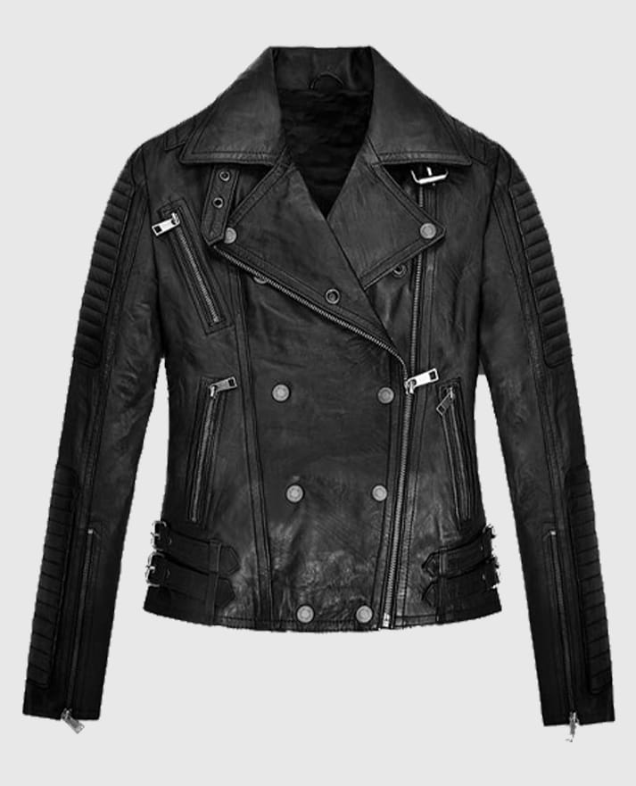 Keira Knightley Black Leather Jacket