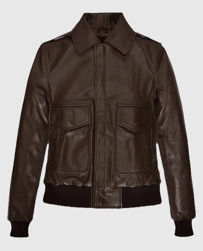 Kendall Jenner Brown Bomber Leather Jacket