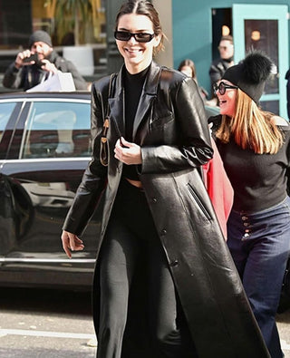 Kendall Jenner Leather Long Coat