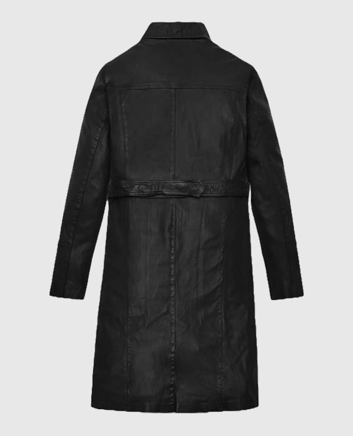 Kim Kardashian Black Leather Long Coat