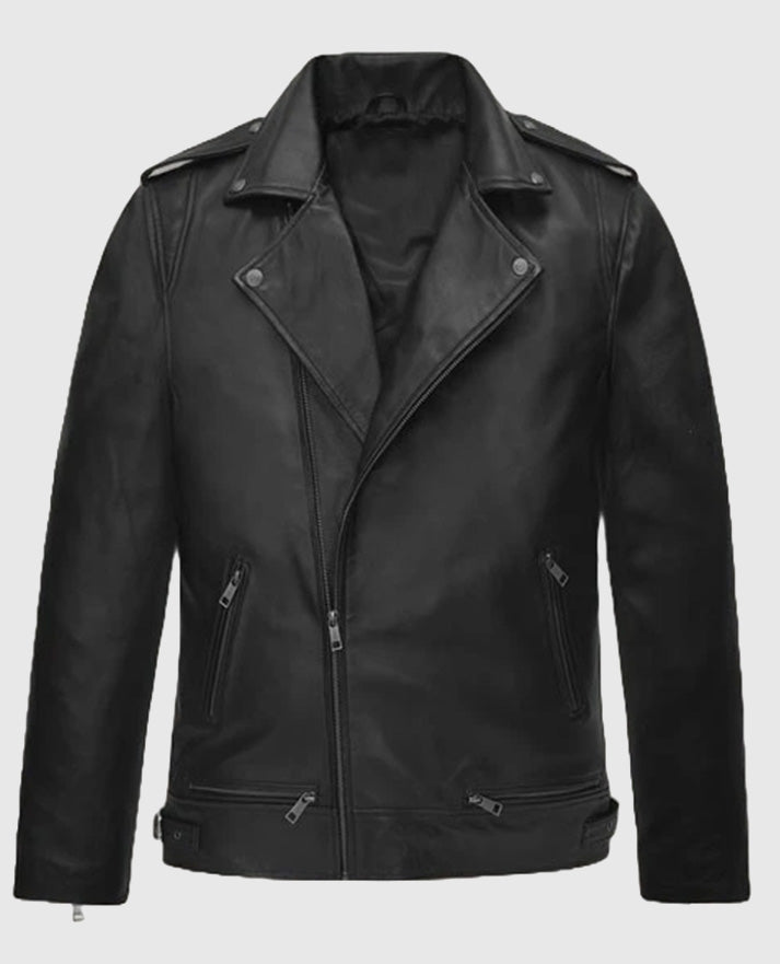 Kim Taehyung Black Leather Biker Jacket