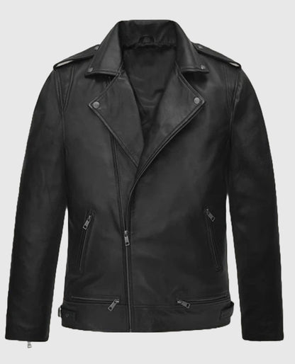 Kim Taehyung Black Leather Biker Jacket