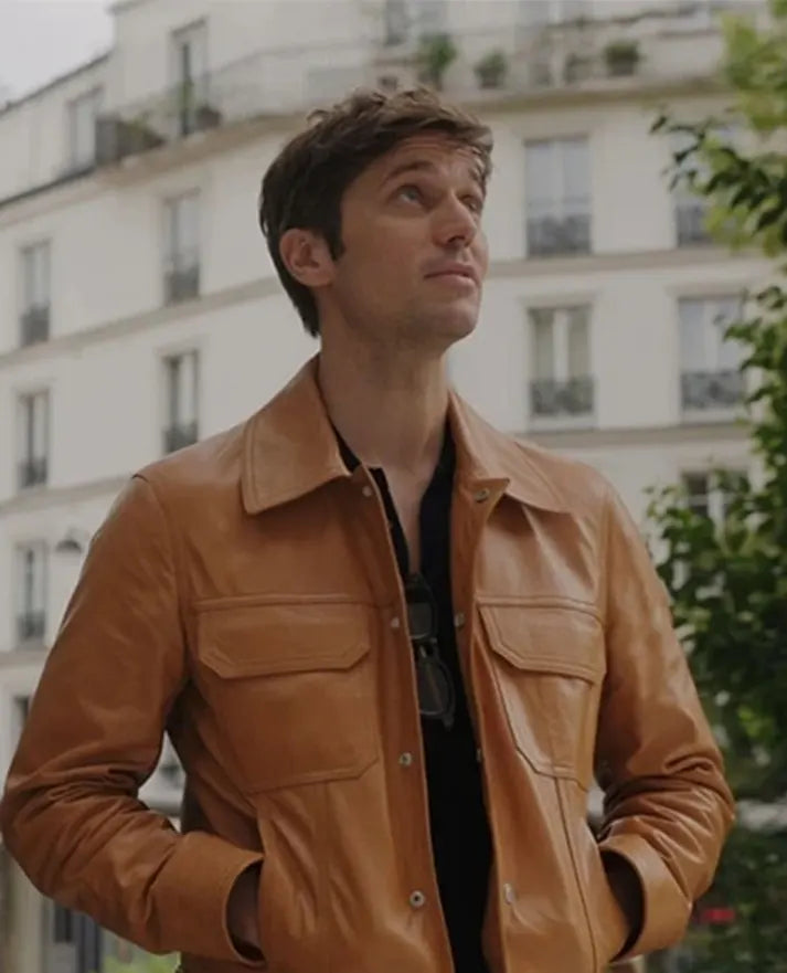 Lucas Bravo Emily In Paris Leather Jacket