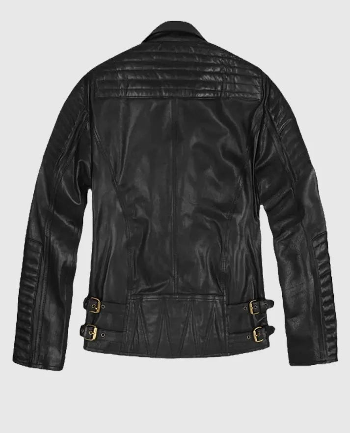 Men’s Black Biker Leather Jacket - second image