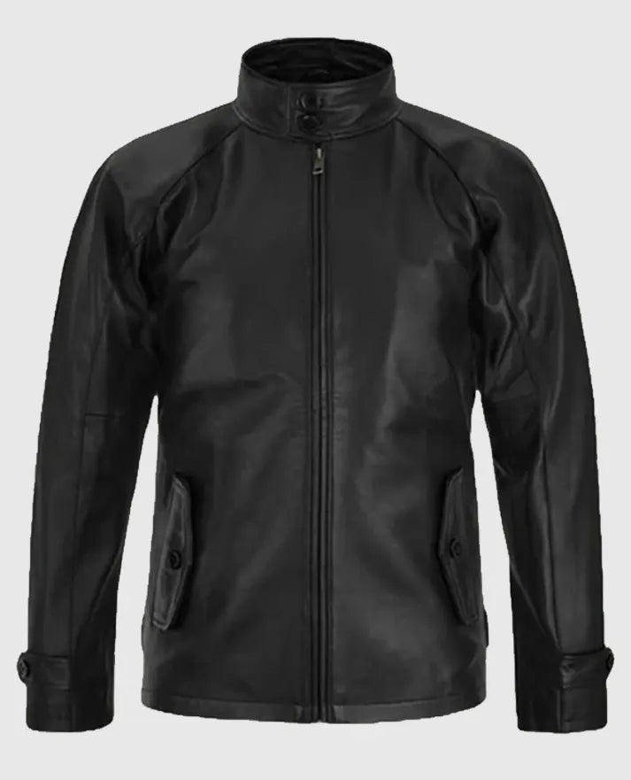 Men's Black Cafe Racer Leather Jacket 