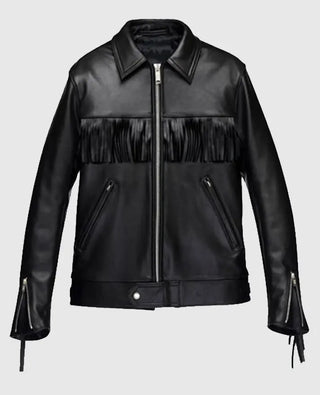 Men's Black Fringe Leather Jacket