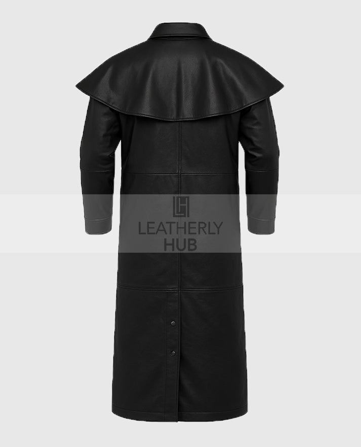 Men's Black Leather Duster