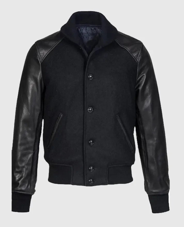 Men’s Black Varsity Leather Jacket
