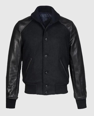 Men’s Black Varsity Leather Jacket
