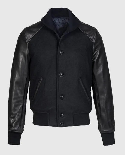 Men’s Black Varsity Leather Jacket