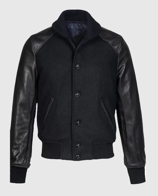 Men’s Black Varsity Leather Jacket