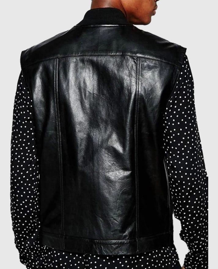 Men’s Casual Black Leather Vest