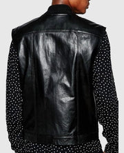 Men’s Casual Black Leather Vest