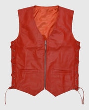 Men’s Classic Red Laced Leather Vest