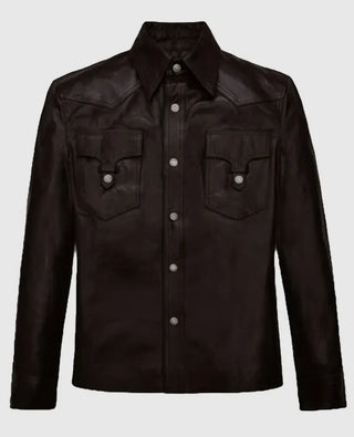 Men's Dark Brown Trucker Leather Jacket