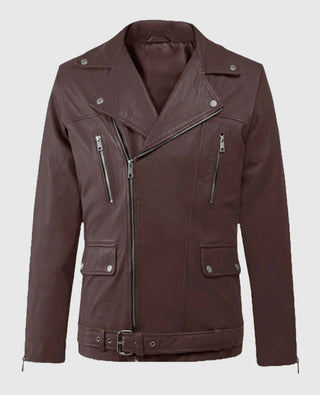 Men's Dauntless Burgundy Biker Leather Jacket