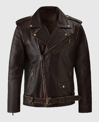 Men's Enforcer Dark Brown Biker Leather Jacket