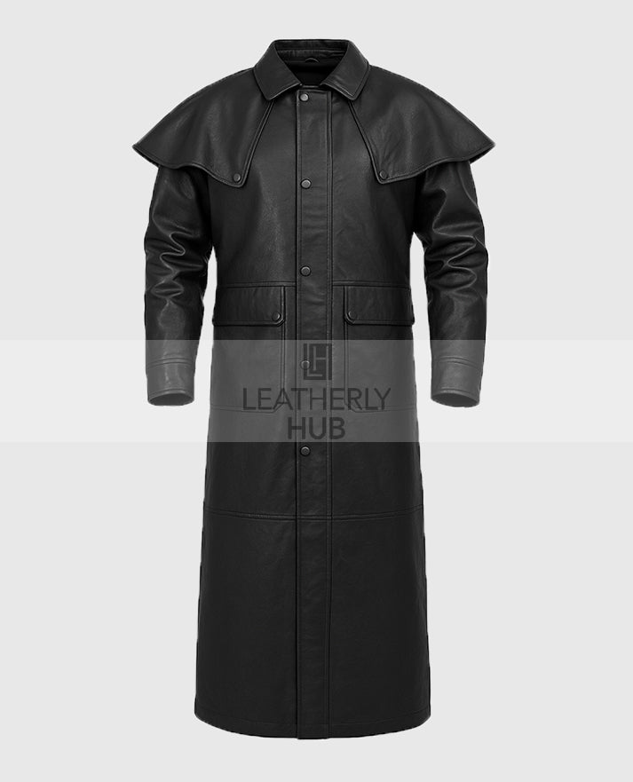Men's Leather Duster with Cape