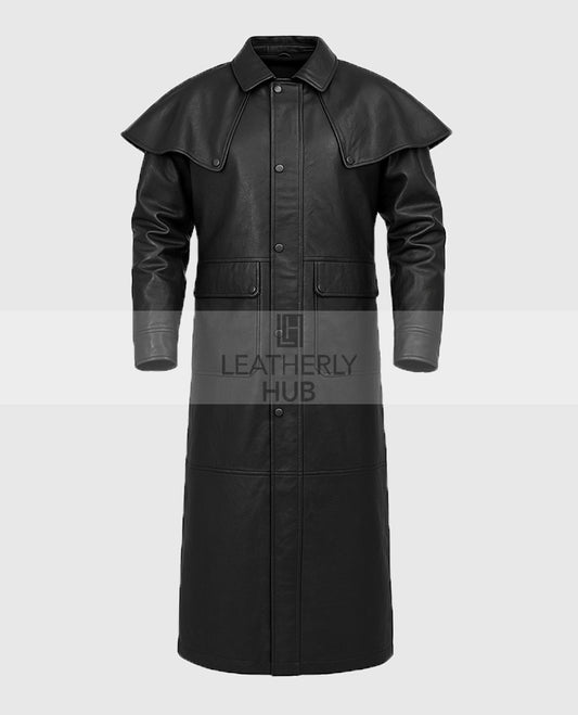 Men's Leather Duster with Cape