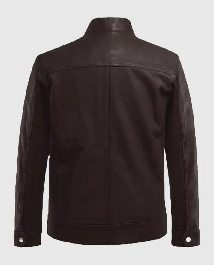 Men's Thunder Storm Brown Biker Leather Jacket - second image