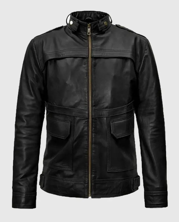 Men's Military Inspired Leather Jacket 