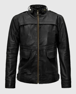 Men's Military Inspired Leather Jacket 