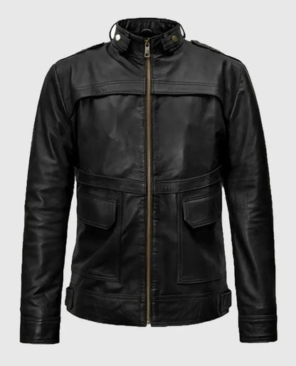 Men's Military Inspired Leather Jacket 