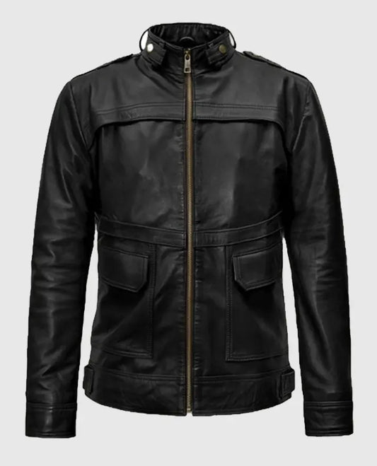 Men's Military Inspired Leather Jacket 