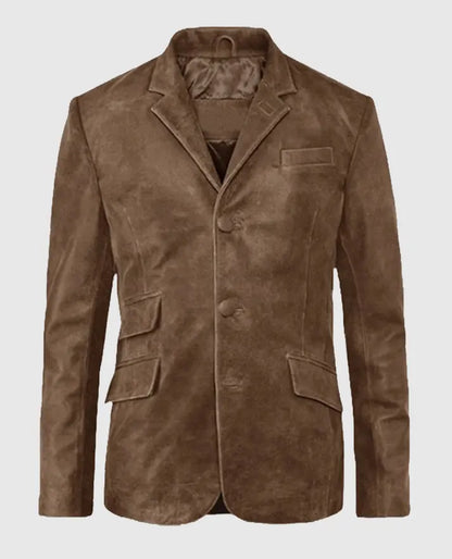 Men's Quaint Brown Leather Blazer